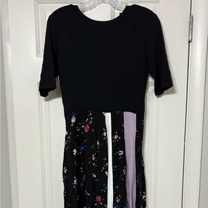 Maje Black and Purple Floral Asymmetrical Dress